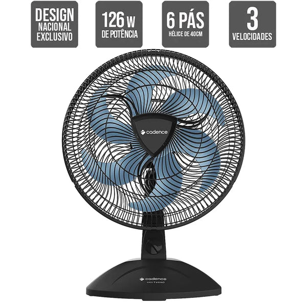VENTILADOR CADENCE COLUNA 40 CM VTR869 EROS TURBO 6 PAS AZUL