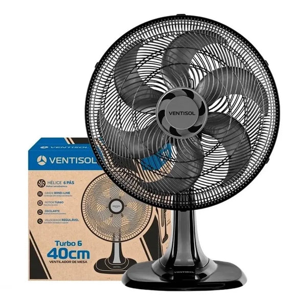 VENTILADOR VENTISOL 40CM MESA TURBO 6P PRETO PREMIUM 551