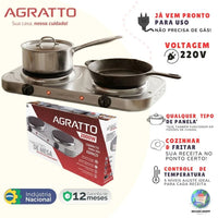 FOGÃO AGRATTO 02 BOCAS FM-02 ELÉTRICO  2000W