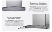 COIFA CADENCE ILHA 90CM IX/VIDRO CFA502 GOURMET 180W