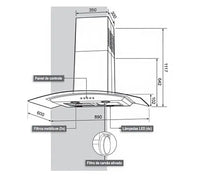 COIFA CADENCE ILHA 90CM IX/VIDRO CFA502 GOURMET 180W