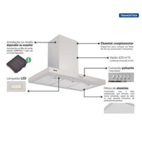 COIFA TRAMONTINA PAREDE 90CM NEW DRITTA INOX QUADRADA