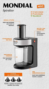 CORTADOR DE LEGUMES ELET MONDIAL SPIRALIZER CS-01