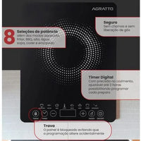 FOGÃO AGRATTO COOCKTOP INDUCAO 1B PRETO 2000W ACKI01I-02