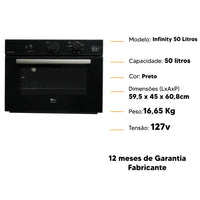 FORNO FISCHER EMBUT 50L INFINITY A GAS PRETO 31000-79709