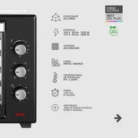 FORNO BEST 70 LTS ELÉTRICO  PRETO/BRANCO 220V