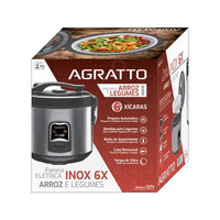 PANELA DE ARROZ AGRATTO VISOR VIDRO 06XIC INOX PAI06X