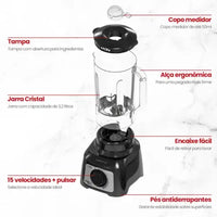 LIQUIDIFICADOR AGRATTO TURBO 15V PRETO 3,2 LTS  1200W ALIQ05N-02
