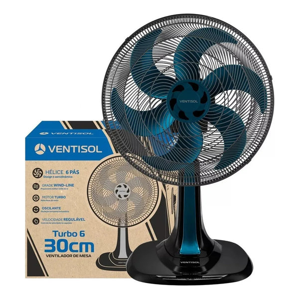 VENTILADOR VENTISOL 30CM MESA TURBO 6P AZUL PREMIUM 10025