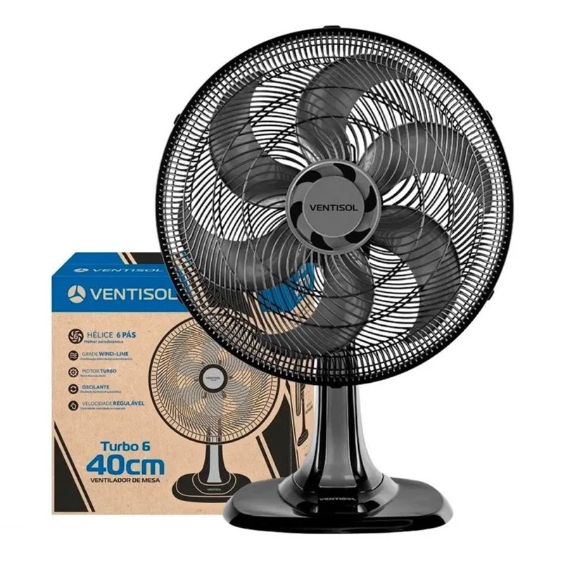 VENTILADOR VENTISOL 40CM MESA TURBO 6P PRETO PREMIUM 551