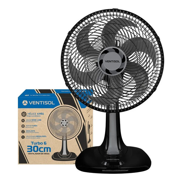 VENTILADOR VENTISOL 30CM MESA TURBO 6P PRETO PREMIUM - 549