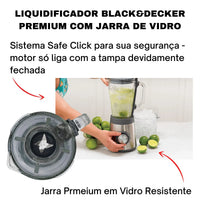 LIQUIDIFICADOR B&D GOURMAND GRIS JARRA VIDRO 2LTS 700W L7000G-B2