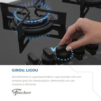 FOGÃO FISCHER 5Q FIT LINE TC TREMPE IRON 36340-102674